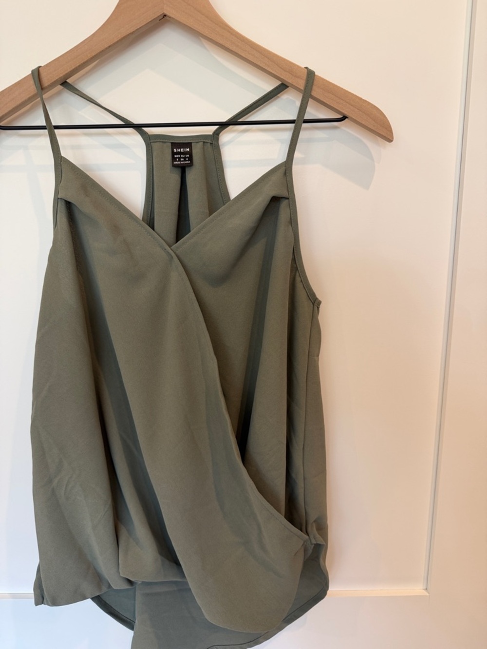 SHEIN Olive Green Draped Wrap-Front Camisole